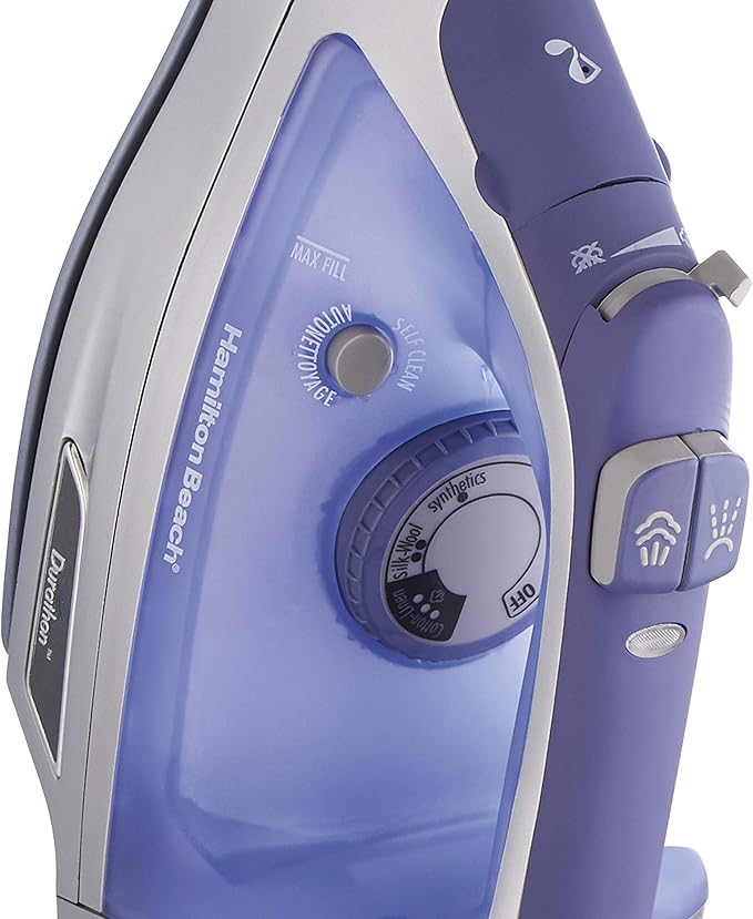 Hamilton Beach Steam Iron & Vertical Steamer for Clothes with Scratch-Resistant Durathon Soleplate, 8' Retractable Cord, 3-Way Auto Shutoff, Anti-Drip, 1500 Watts, Blue (Pack of 2)