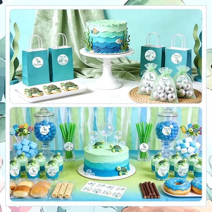 Serencatcher Sea Turtle Baby Shower Thank You Stickers, Ocean-Themed Birthday - Image 4