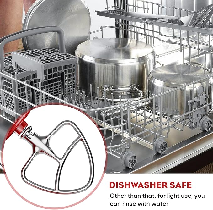 Gvode Stainless Steel Flex Edge Beater for KitchenAid Mixer, Fits Tilt-Head Stand Mixer Bowls for 4.5-5 Quart Bowls, Paddle Attachment for KitchenAid Mixers, Not Fit for Bowl Lift