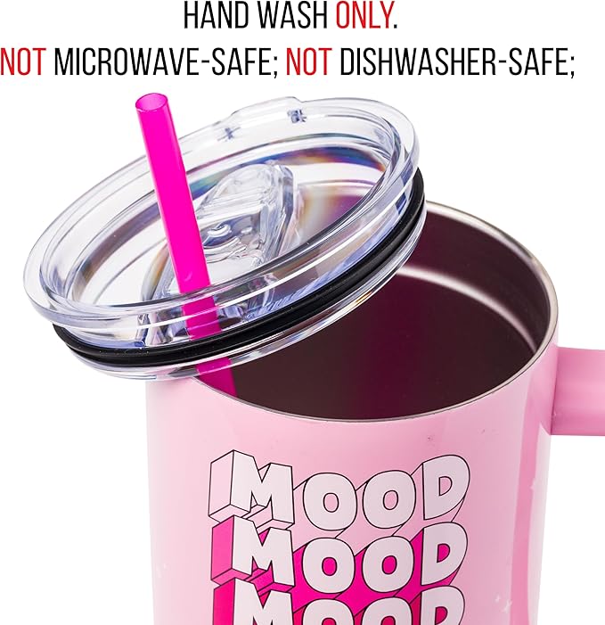 Silver Buffalo Care Bears “Mood” Stainless Steel Tumbler with Handle Featuring Love-A-Lot Bear, Fits in Standard Cup Holder, 40 Ounces