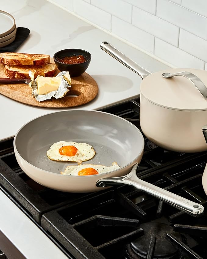 Caraway Nonstick Ceramic Mini Fry Pan (1.05 qt, 8") - Non Toxic, PTFE & PFOA Free - Oven Safe & Compatible with All Stovetops (Gas, Electric & Induction) - Cream