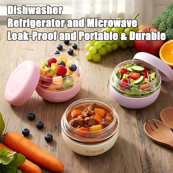 Tronco 24 oz Glass Food Storage Containers with Lids, Airtight, Leak & Spill Proof Glass Lunch Bowls for Meal Prep, Salad, Yogurt, Soup & Stew, Microwave & Dishwasher Safe, BPA-Free, Set of 1