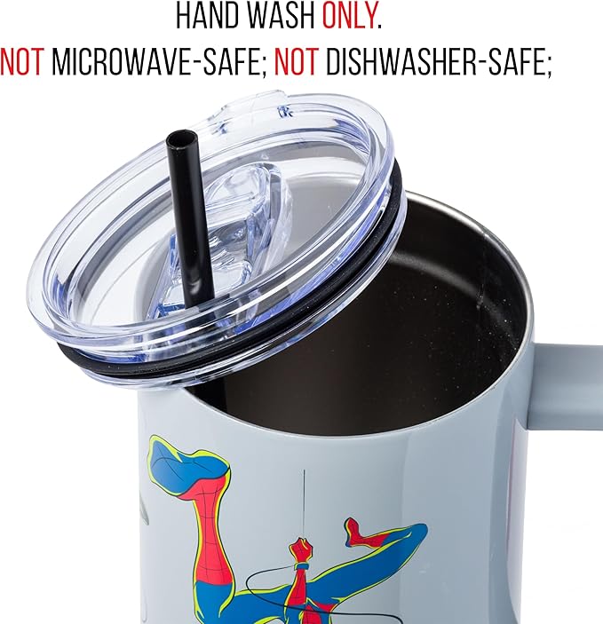 Silver Buffalo Marvel Spiderman Stainless Steel Tumbler with Handle Featuring Spider-Gwen, Miles Morales, and Spiderman, Fits In Standard Cup Holder, 40 Ounces