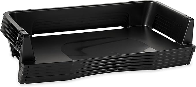 Rubbermaid Regeneration Letter Tray, Six Tier, Plastic, Black (86028) (Pack of 6)