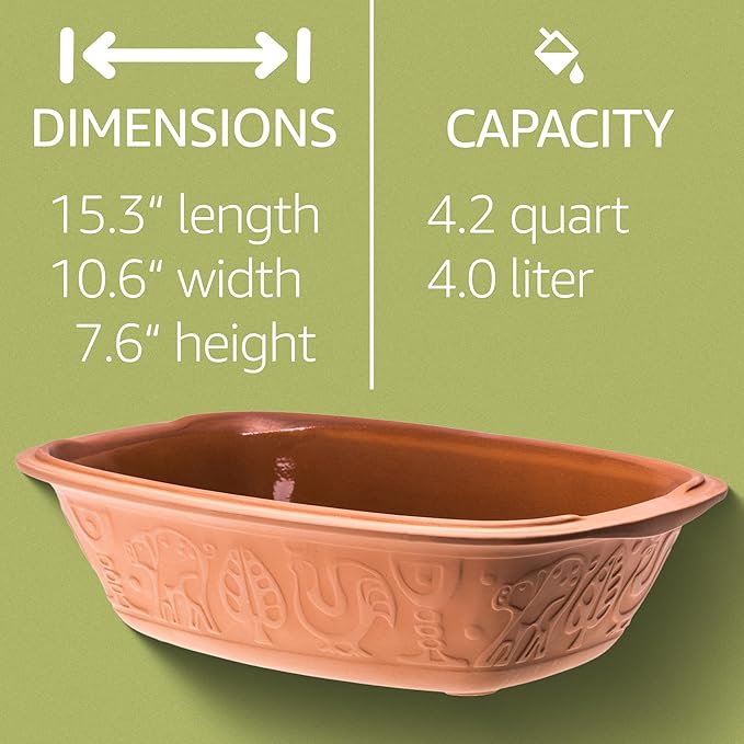 Romertopf Clay Roaster | Non-Stick Dutch Oven | Healthy Pot Cooking | Clay Baker | Versatile Cooking Vessel - 4.2 Quart (4 Liters) For Up To 6 People