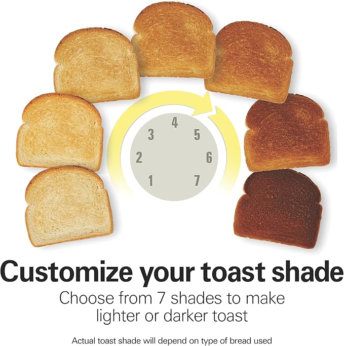 Hamilton Beach 4 Slice Toaster with Extra Wide Slots for Bagels, Shade Selector, Toast Boost, Slide-Out Crumb Tray, Auto-Shutoff and Cancel Button, Brushed Stainless Steel (24910)