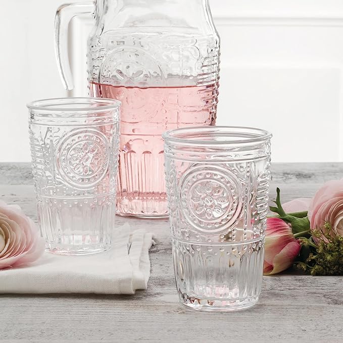 Bormioli Rocco Romantic Set Of 6 Tumbler Glasses, 11.5 Oz. Clear Crystal Glass, Made In Italy.