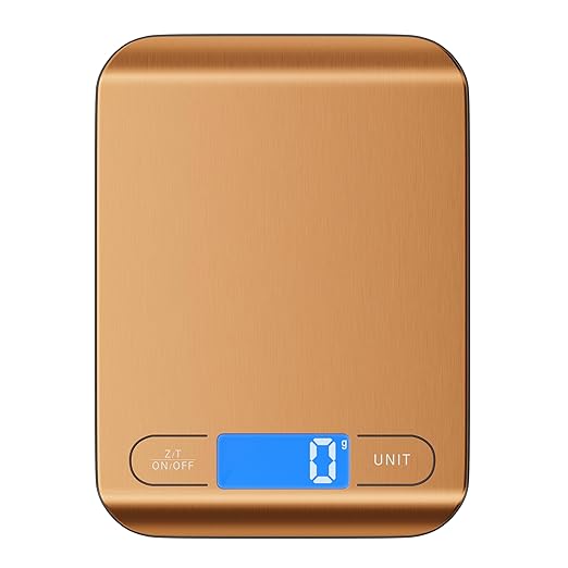 AZC Rechargeable Food Scale,33 lb Kitchen Scale, Digital Weight Grams and Ounces, 6 Units with Tare Function,8.2 x 6 x 0.7 inches