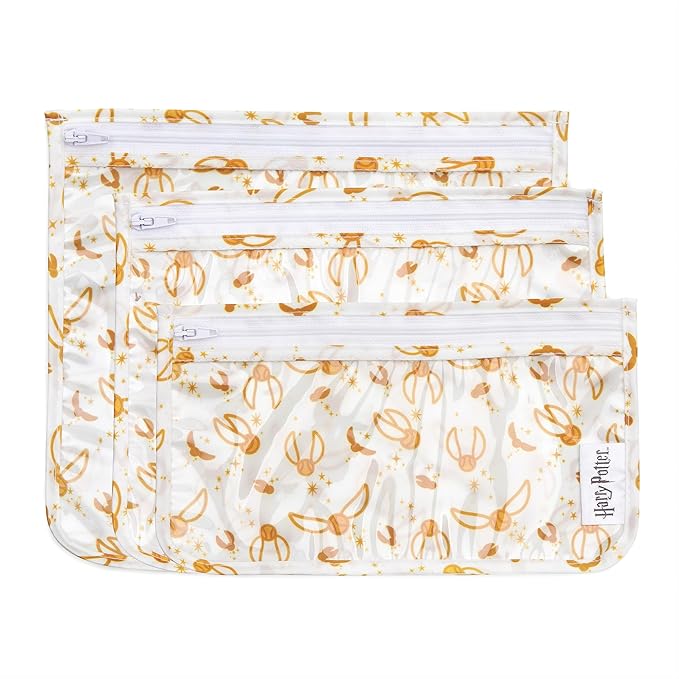 Bumkins Travel Bag, Toiletry, TSA Approved Pouch, Zip Bag, Quart Size Airline Compliant, Clear-Sided, Baby, Diaper Bag Organization, Makeup, Accessories, Packing, Set of 3 Sizes, Harry Potter