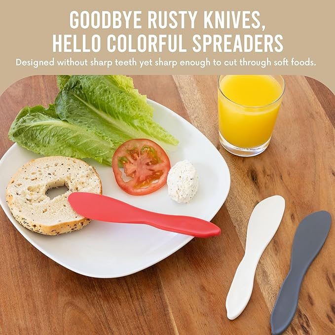 LINDEN SWEDEN Multi Purpose Spreaders | Versatile Butter Knife for Soft Cheese or Frosting | Safe for Kids | BPA-Free and Dishwasher-Safe | Set of 2 Spreaders Each | Made in Sweden | White