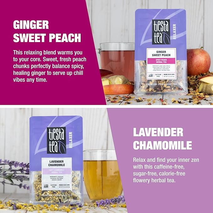 Tiesta Tea - Herbal Tea Gift Box, Loose Leaf, Medium to Non Caffeinated Variety Pack, Make Hot & Iced, 5 Pouches of Assorted Blends with Chamomile, Ginger, Citrus and Lavender Herbal Blend