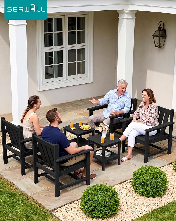 SEWRWALL Patio Furniture Set, HDPE Material All Weather Use Adirondack Chair Set - Image 3