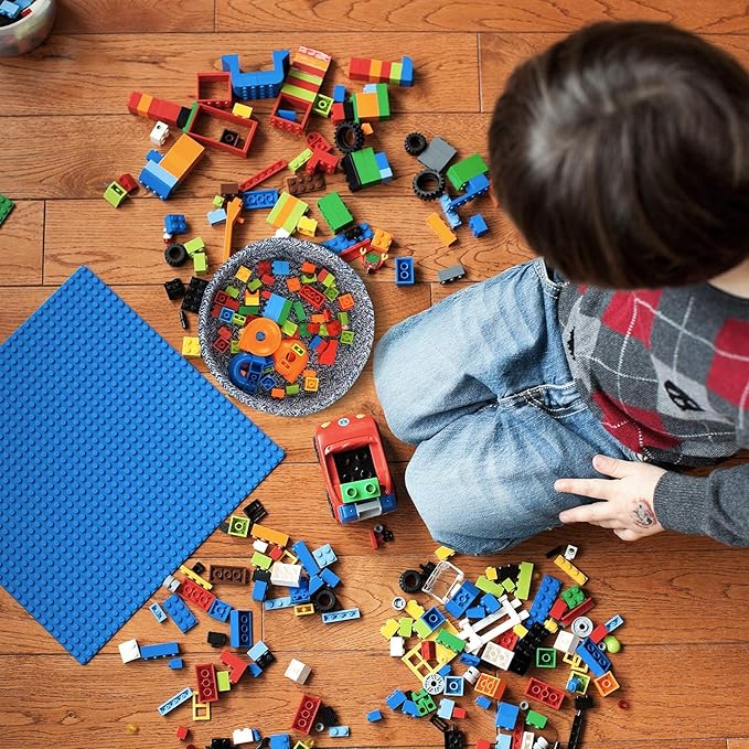 Trivets for Hot Dishes, Pots and Pans, Hot Pads with Storage Basket, Pot Holders for Kitchen, Heat Resistant Mat Protect Counter Home Essentials, Farmhouse Decor (Blue 4 PCS)