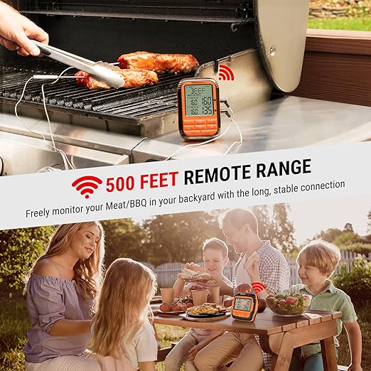 ThermoPro Meat Thermometer Wireless TP28 with Dual BBQ Probe, Grill Thermometer for Outside Grill, Meat Thermometer for Smoker Oven Grill, Digital Food Thermometer for Beef Turkey Lamb