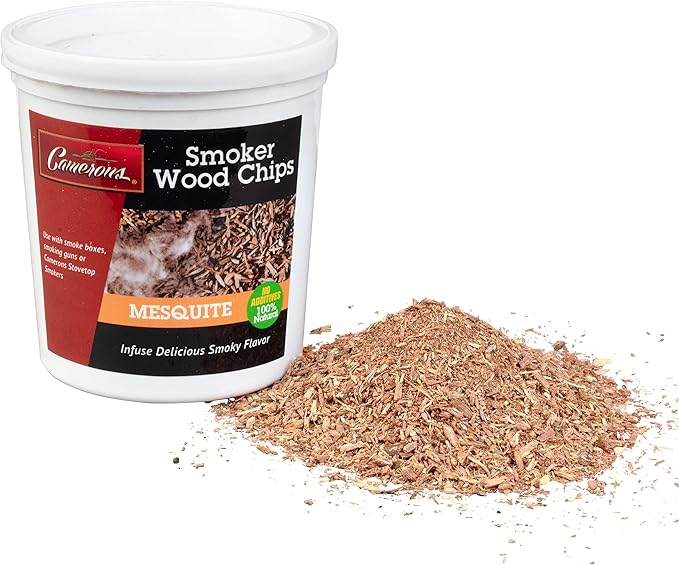 Camerons All Natural Extra Fine Mesquite BBQ Wood Chips for Smokers (1 Pint, 0.473L)- Kiln Dried Wood Sawdust Shavings for Cocktail Smoking Guns, Stovetop Smokers, Smoke Boxes- Barbecue Grilling Gifts