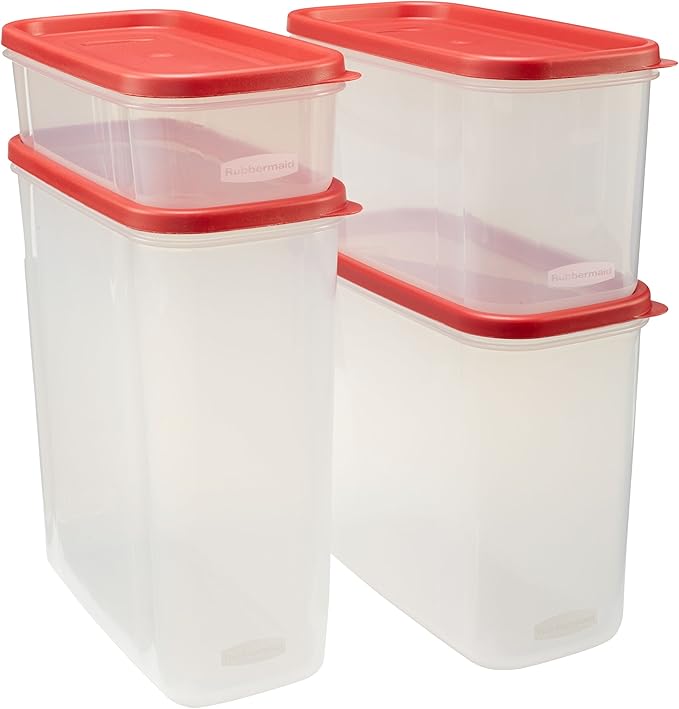 Rubbermaid Modular Canisters, Food Storage Container, BPA-free, 8-piece Set, Red (1776474)