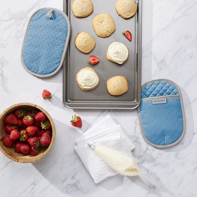 KitchenAid Asteroid Pot Holder 2-Pack Set, Blue Velvet, 6.5"x10"