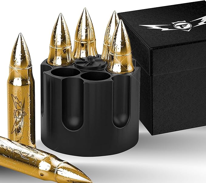 Metal Whiskey Stones - Valentines Day Gift for Him | 6 Steel Whiskey Rocks | Metal Ice Cubes to Chill Bourbon, Scotch in Your Whisky Glass - Cool Whiskey Gifts for Men, Boyfriend Valentines Day Gift