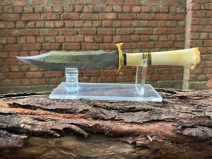 PAL 2000 KNIVES Acrylic Knife Display Stand Fixed Blade Knife Collection Display Stand Holder for Single Knife Rustic Cabin Home Decor (Clear Base) 3143