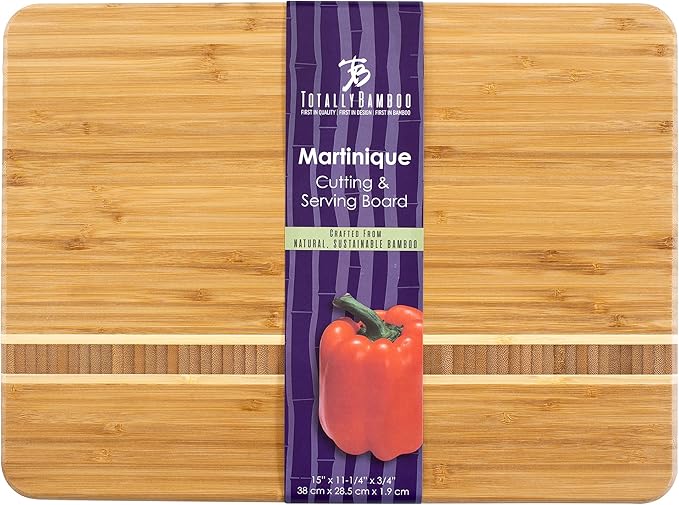 Totally Bamboo Martinique Bamboo Serving and Cutting Board, 15" x 11"
