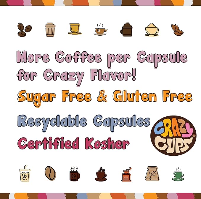Crazy Cups Decaf Variety Pack, Hot Or Iced Coffee Pods Variety With Decaf Flavored Coffee Pods For Keurig K Cups Machines, 72 Count