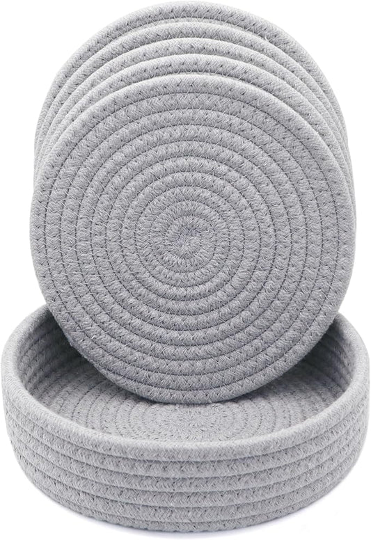 8 Inch Trivets for Hot Dishes, Hot Pots and Pans, Thick Heat Resistant Large Coaster for Kitchen, Hot Pads, Kitchen Essentials, Kitchen Decor for Table & Countertop with Storage Basket, 5 Pcs