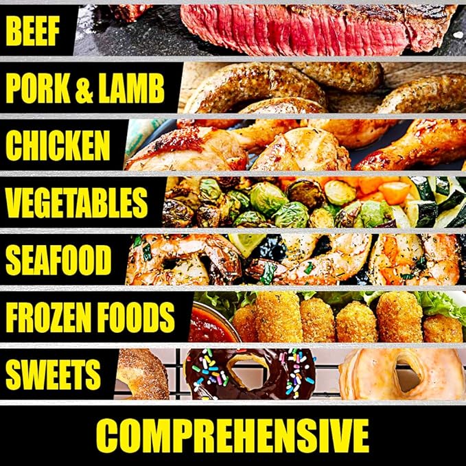 Air Fryer Cooking Times Chart Magnet - Extra Large Easy to Read Airfryer Magnetic Cheat Sheet - Healthy Airfryers Cookbook Accessory Liners Food Kitchen Conversion - Air Fryer Oven Accessories (Grey)