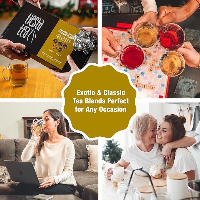 Tiesta Tea - Tiesta's Top Loose Leaf Tea Gift Box, High to Non-Caffeinated Variety Pack, Make Hot & Iced Brews, 5 Pouches of Assorted Blends with Green, Herbal, Black & Fruit Bags