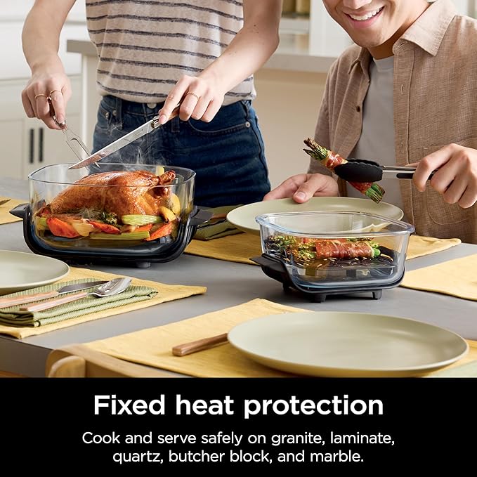 Ninja Crispi Air Fryer, Microwave, Freezer & Dishwasher Safe, Non Toxic Glass Portable Cooking System, 4 QT & 6 Cup Glass Containers with Storage Lids, Easy Meals, Air Fry, Bake, Green, FN101SG