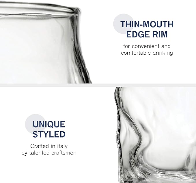 Bormioli Rocco Set Of 4 Sorgente Glasses, Crystal-clear Cocktail Glasses Barware, For Bourbon, Scotch, Water, Juice, Drinking Glasses Set, Made In Italy. (Highball)