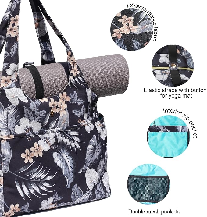 ESVAN Yoga Tote Bag Mat bag Women Shoulder Bags Carryall Tote - Image 3