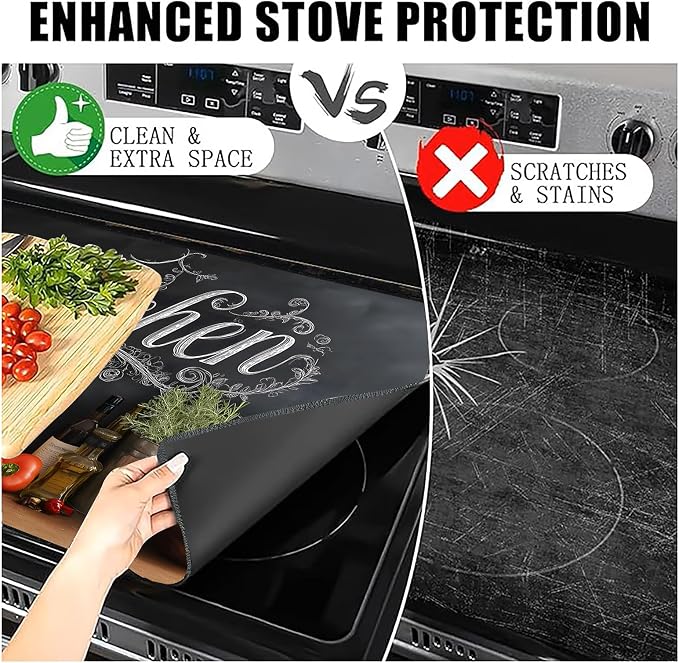 Farmhouse Kitchen Stove Top Cover 28.3 x 20.5 Inches, Heat Resistant Glass - Image 7
