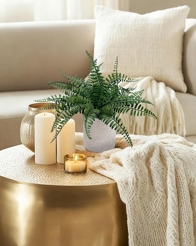 Coferset Fake Fern Small Fake Plant Fern Artificial Plants in Pot Realistic - Image 4