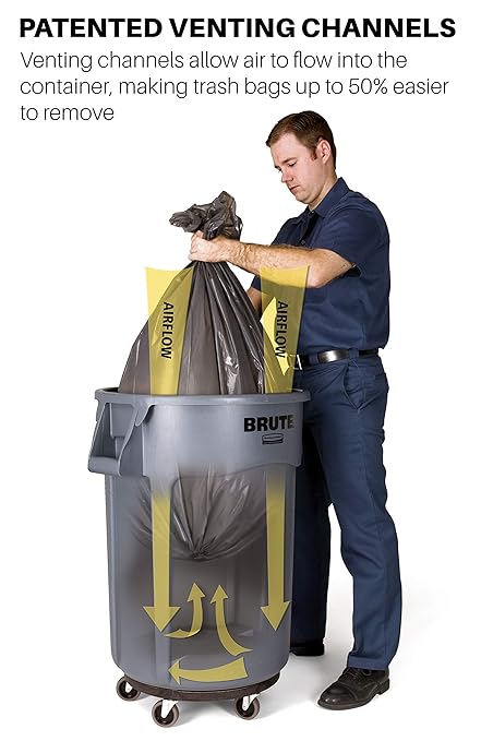 Rubbermaid Commercial Products BRUTE Heavy-Duty Round Trash/Garbage Can, 20-Gallon, White, Outdoor Waste Container for Landscapers/Construction/Restaurants/Back of House/Offices/Warehouses, Pack of 6