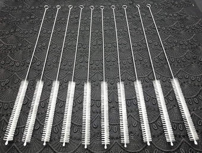 Straw Cleaner Brush for Stanley Extra Long 12 inch, Extra Wide 12mm diam for 40/30/20 oz Stanley Mug, Nylon Bristles and Stainless Steel Handle Straw Brush for 40 oz Stanley(10 PCS)