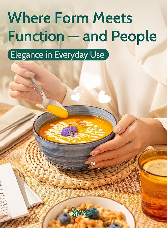 Sweese Cereal Bowl - 20 Oz Soup Bowls Set of 6 for Cereal, Snack, Rice, Salad, Side Dishes, Porcelain Bowls for Kitchen Decor, LEAD & CADMIUM FREE, Multicolor, Hot Assorted Colors