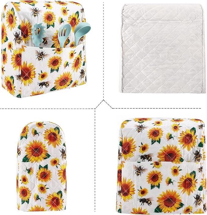 Stand Mixer Cover,Sunflower Kitchen Mixer Cover Compatible With 5-8 Qt Kitchenaid Hamilton Mixers,Sunflower Bee Spring Summer Yellow Kitchen Decoration,Pioneer Woman Kitchen Aid Mixer Assecories