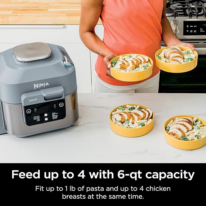 Ninja SF301 Speedi Rapid Cooker & Air Fryer, 6-Quart Capacity, 12-in-1 Functions to Steam, Bake, Roast, Sear, Sauté, Slow Cook, Sous Vide & More, 15-Minute Speedi Meals All In One Pot, Sea Salt Gray