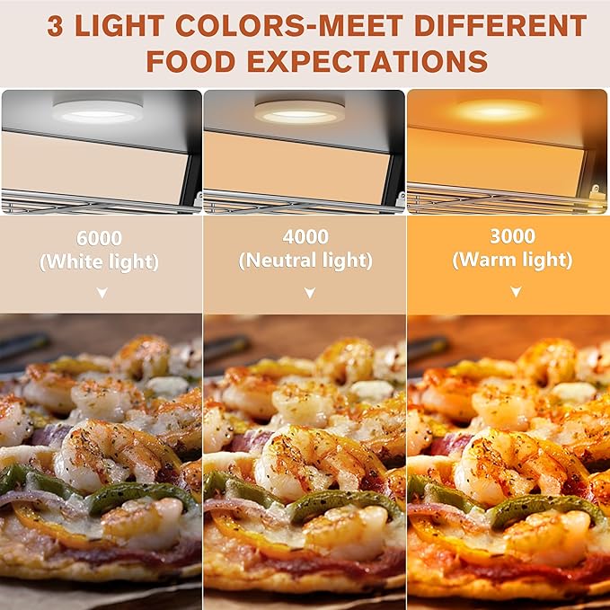 Whalefall Countertop Food Warmer with top Holder, 44 inch Commercial Food Warming Cabinet, tri-Color Lighting, w/Thermometer and Adjustable Thermostat for Cafeteria Kitchens Restaurants