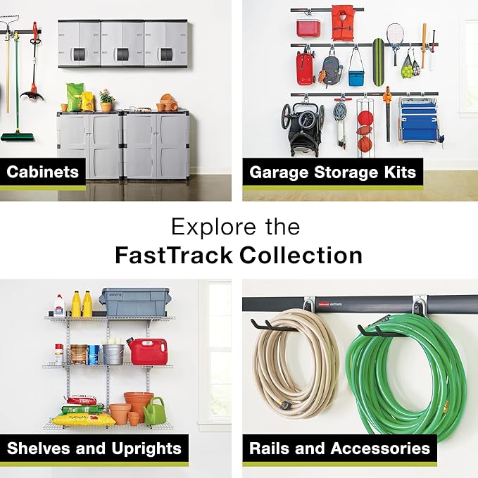 Rubbermaid FastTrack Wall Mounted Storage and Organization System Rail Horizontal 48" 2-Pack Holds up to 1750 pounds Each Rail for Home/Garage Storage and Organization