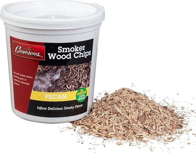 Camerons All Natural Extra Fine Pecan BBQ Wood Chips for Smokers (1 Pint, 0.473 L) - Kiln Dried Wood Sawdust Shavings for Cocktail Smoking Guns, Stovetop Smokers, Smoke Boxes - Barbecue Grilling Gifts