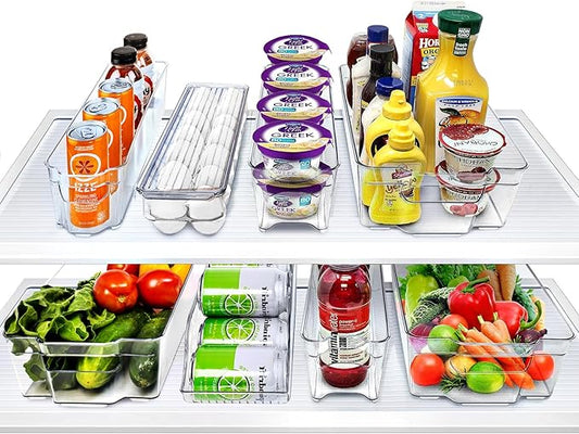 Sorbus Fridge Organizer Bins – Set of 8 Refrigerator Organizers and Storage Containers, Stackable Freezer Bins and House Essentials for New Home, BPA-Free Pantry Drawer Organizers