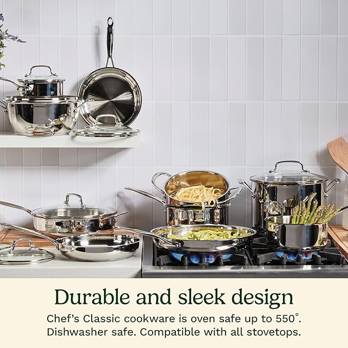 Cuisinart 1.5 Quart Saucepan w/Cover, Chef's Classic Stainless Steel Cookware Collection, 719-16