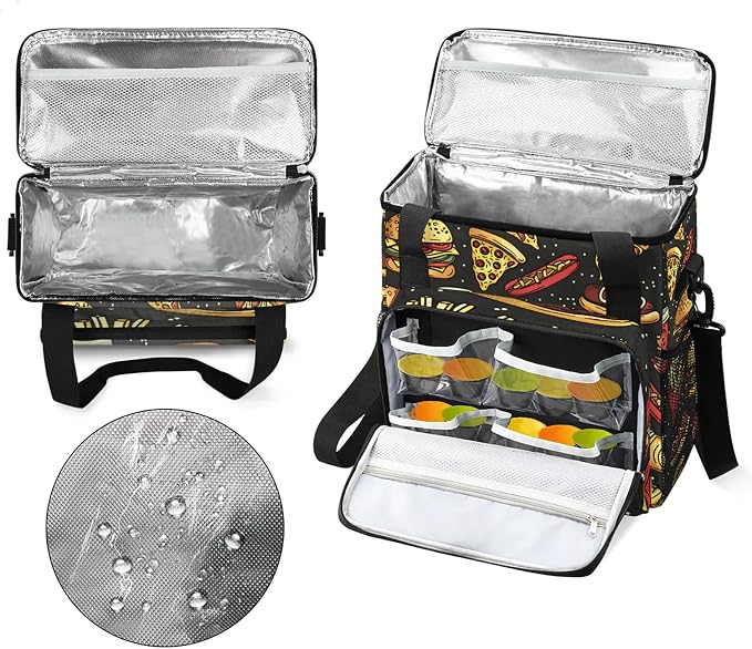 Delicious Fastfood Coffee Maker Travel Bag, Food Pizza Chips Hot Dog Insulated - Image 3