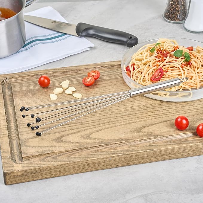 Restaurantware-German Standard 12.6 Inch Ball Whisk, 24 Kitchen Whisks With Silicone Balls - Ergonomic Handle, Dishwashable, Stainless Steel Manual Egg Beater, Durable, For Whisking, Stirring, Mixing