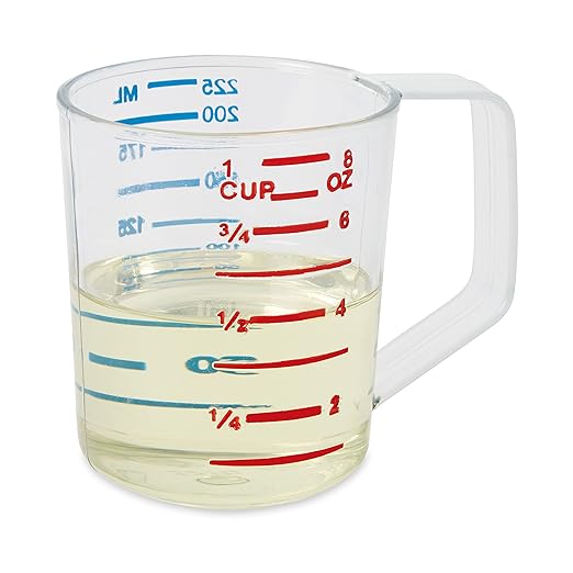 Rubbermaid Commercial Products Bouncer Clear Measuring Cup, 1-Cup /0.25-Quart, Clear, Strong Food Grade, Easy Read for Liquid/Dry Ingredients, for Home/Professional Kitchen