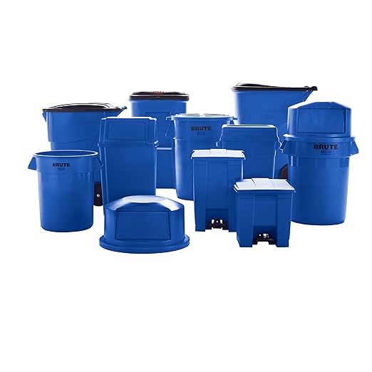 Rubbermaid Commercial Products BRUTE Rollout Trash/Garbage Can/Bin with Wheels, 95 Gal, Blue, for Restaurants/Hospitals/Offices/Back of House/Warehouses/Home