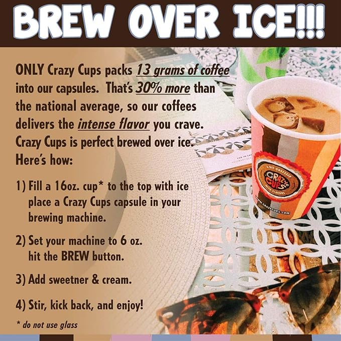 Crazy Cups Decaf Blueberry Coffee Pods, Single Serve Blueberry Shortcake Decaf Hot or Iced Coffee Cups for Keurig K Cups Machines, Flavored Pods (Pack of 1, 22 Count Total)