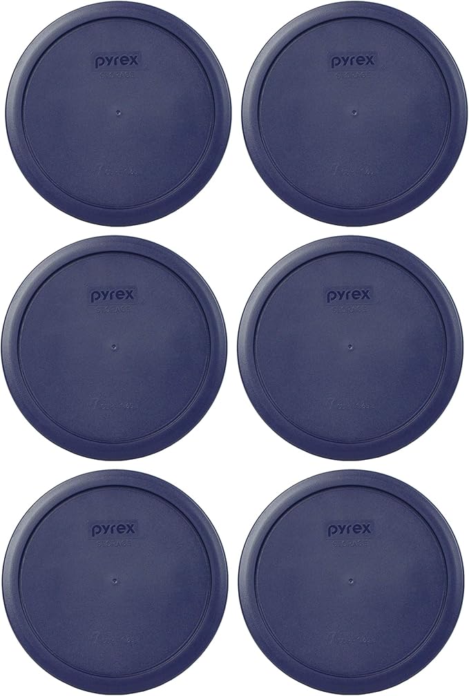Pyrex 7402-PC 6/7 Cup Blue Food Storage Replacement Lid (6-Pack) - Made in the USA