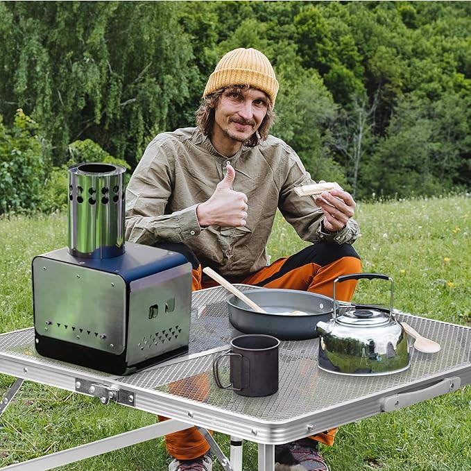 Square Folding Table, Easy for Storage, Compact and Portable Picnic Table for Grill, Outdoor Camping, Garden, Patio, Dining, BBQ, Party, Market and Card Table, 27.2 L × 27.2W inches
